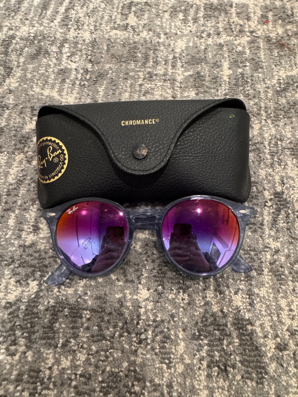 Ray-Ban Purple Mirrored Round Sunglasses with Clear Frame